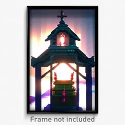 Pixel Art Poster - Imaginary Shrine (8 Bit Psychedelic Trippy Video Game Print)