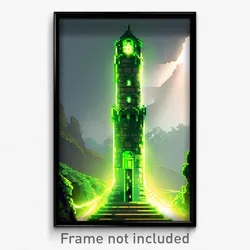 Pixel Art Poster - Green Keep (8 Bit Psychedelic Trippy Weird Video Game Print)
