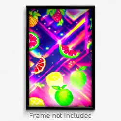 Pixel Art Poster - Fruity Dream (8 Bit Psychedelic Trippy Video Game Print)