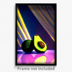 Pixel Art Poster - Nocturnal Avocado (8 Bit Psychedelic Trippy Video Game Print)