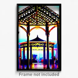Pixel Art Poster - Stylish Pavillion (8 Bit Psychedelic Trippy Video Game Print)