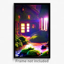 Pixel Art Poster - Dense Cottage (8 Bit Psychedelic Trippy Video Game Print)