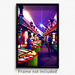 Pixel Art Poster - Interesting Marketplace (8 Bit Psychedelic Video Game Print)