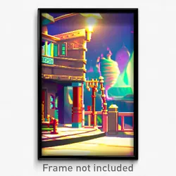 Pixel Art Poster - Wiggly Outpost (8 Bit Psychedelic Trippy Video Game Print)
