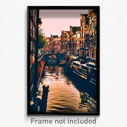 Pixel Art Poster - Old Fashioned Amsterdam (8 Bit Psychedelic Video Game Print)