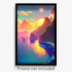 Pixel Art Poster - Artistic Archipelago (8 Bit Psychedelic Video Game Print)