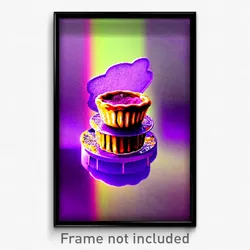 Pixel Art Poster - Purple Pastel De Nata (8 Bit Psychedelic Video Game Print)