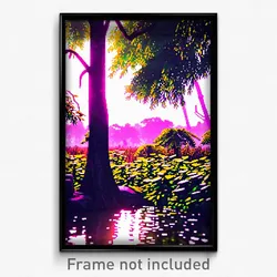 Pixel Art Poster - Leafy Wetland (8 Bit Psychedelic Trippy Video Game Print)