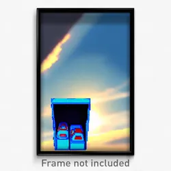 Pixel Art Poster - Sky Blue Shoebox (8 Bit Psychedelic Trippy Video Game Print)