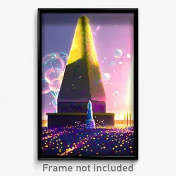 Pixel Art Poster - Bubbly Obelisk (8 Bit Psychedelic Trippy Video Game Print)