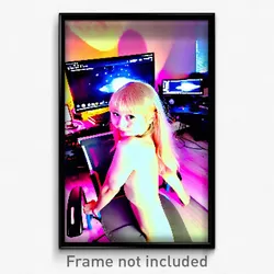 Pixel Art Poster - Cute Computer (8 Bit Psychedelic Trippy Video Game Print)