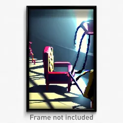 Pixel Art Poster - Insane Chair (8 Bit Psychedelic Trippy Video Game Print)