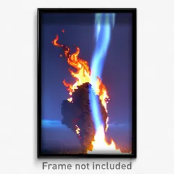 Pixel Art Poster - Digital Fire (8 Bit Psychedelic Trippy Video Game Print)