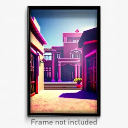 Pixel Art Poster - Digital Villa (8 Bit Psychedelic Trippy Video Game Print)