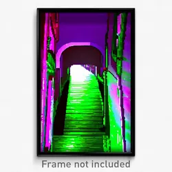 Pixel Art Poster - Green Alley (8 Bit Psychedelic Trippy Weird Video Game Print)