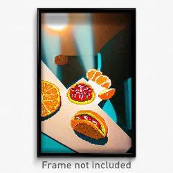 Pixel Art Poster - Orange Tostada (8 Bit Psychedelic Trippy Video Game Print)