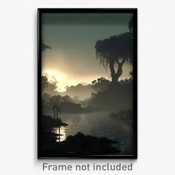 Pixel Art Poster - Shadowy Bayou (8 Bit Psychedelic Trippy Video Game Print)