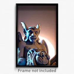 Pixel Art Poster - Fancy Gargoyle (8 Bit Psychedelic Trippy Video Game Print)