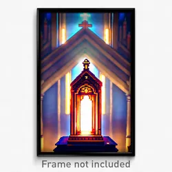 Pixel Art Poster - Hidden Tabernacle (8 Bit Psychedelic Trippy Video Game Print)