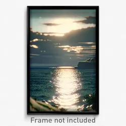 Pixel Art Poster - Complex Seascape (8 Bit Psychedelic Trippy Video Game Print)