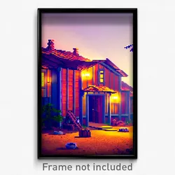 Pixel Art Poster - Made Up Homestead (8 Bit Psychedelic Trippy Video Game Print)