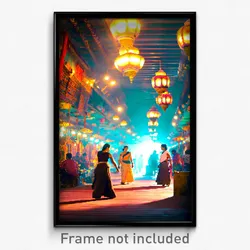 Pixel Art Poster - Energetic Bazaar (8 Bit Psychedelic Trippy Video Game Print)