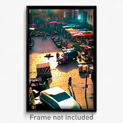 Pixel Art Poster - Cluttered Plaza (8 Bit Psychedelic Trippy Video Game Print)