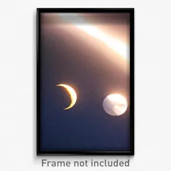 Pixel Art Poster - Realistic Sun And Moon (8 Bit Psychedelic Video Game Print)