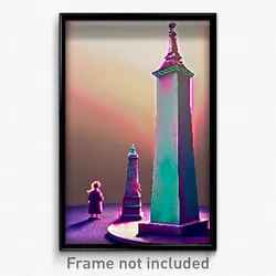 Pixel Art Poster - Whimsical Obelisk (8 Bit Psychedelic Trippy Video Game Print)