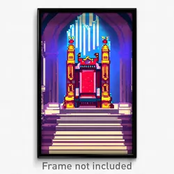 Pixel Art Poster - Unkempt Throne Room (8 Bit Psychedelic Video Game Print)