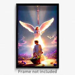 Pixel Art Poster - Angelic Easter (8 Bit Psychedelic Trippy Video Game Print)