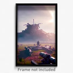 Pixel Art Poster - Energetic Battlefield (8 Bit Psychedelic Video Game Print)