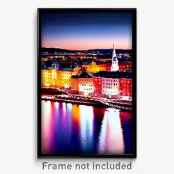 Pixel Art Poster - Dazzling Swedish City (8 Bit Psychedelic Video Game Print)