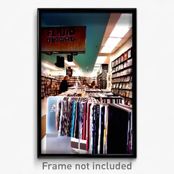 Pixel Art Poster - Fluid Record Store (8 Bit Psychedelic Video Game Print)