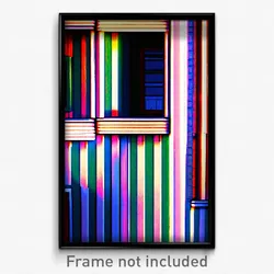 Pixel Art Poster - Striped Shack Tenement (8 Bit Psychedelic Video Game Print)