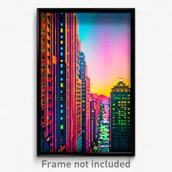 Pixel Art Poster - Creative American City (8 Bit Psychedelic Video Game Print)