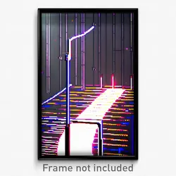 Pixel Art Poster - Digital Wire Frame Commune (8 Bit Video Game Print)