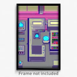 Pixel Art Poster - Flat Laboratory (8 Bit Psychedelic Trippy Video Game Print)