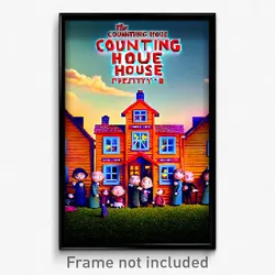 Pixel Art Poster - Adorable Counting House (8 Bit Psychedelic Video Game Print)