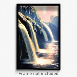 Pixel Art Poster - Wavy Waterfall (8 Bit Psychedelic Trippy Video Game Print)