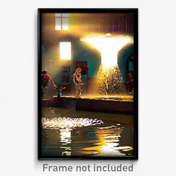 Pixel Art Poster - Gracious Watering Hole (8 Bit Psychedelic Video Game Print)