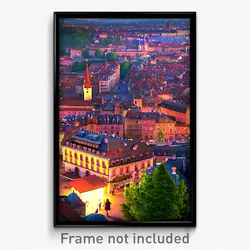 Pixel Art Poster - Rare European City (8 Bit Psychedelic Video Game Print)