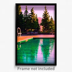 Pixel Art Poster - Evergreen Pool (8 Bit Psychedelic Trippy Video Game Print)