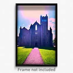 Pixel Art Poster - Sky Blue Priory (8 Bit Psychedelic Trippy Video Game Print)