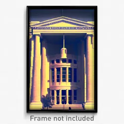 Pixel Art Poster - Perfect Courthouse (8 Bit Psychedelic Video Game Print)