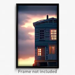 Pixel Art Poster - Gloomy Shack Tenement (8 Bit Psychedelic Video Game Print)
