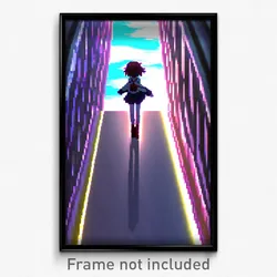 Pixel Art Poster - Faraway Anime (8 Bit Psychedelic Trippy Video Game Print)