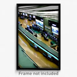 Pixel Art Poster - Clean Stock Trading Floor (8 Bit Video Game Print)
