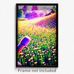 Pixel Art Poster - Vibrating Meadow (8 Bit Psychedelic Trippy Video Game Print)