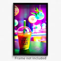 Pixel Art Poster - Nifty Bubble Tea (8 Bit Psychedelic Trippy Video Game Print)